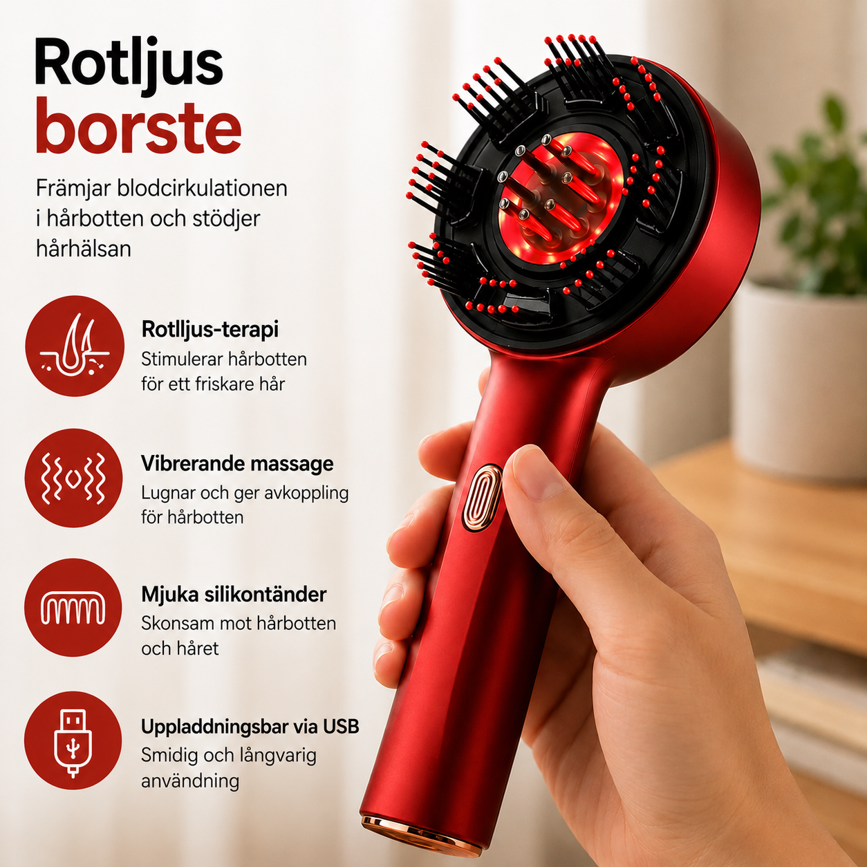 Elektronisk Rotljus borste- Friskare Hårbotten och fylligare Hår